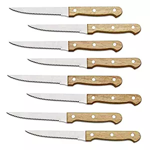 8-Piece Steak Knife Set, 420 Stainless Steel Full Tang Steak Knives, Wood Handle