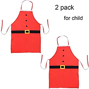 Christmas Apron, Holiday Kitchen Apron Christmas Santa Claus Decoration Apron for Christmas Dinner Party Cooking Baking Crafting House Cleaning Kitchen for Children