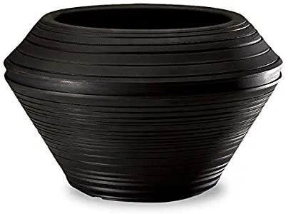 Crescent Garden Daniel Round Planter, 17-Inch, Caviar Black