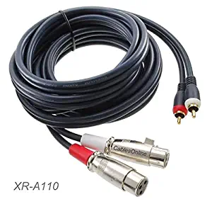 CablesOnline 10ft 2-XLR 3C Female to 2-RCA Male Professional Premium Grade Stereo Audio Cable (XR-A110)