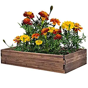 AMERLIFE Raised Garden Bed Kit Flower Planter Wooden Vegetable Box Outdoor Rectangular for Patio Backyard, Brown 47''Lx24'' Wx9''H