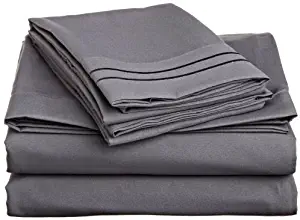 The Great American Store Camper RV Short Queen Sheet Set - 300 Thread Count 100% Egyptian Cotton (Grey)