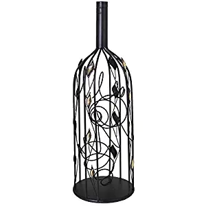 Essential Décor Entrada Collection Leaf Patterned Metal Wine Rack, 27.5 by 9.25 by 9.25-Inch