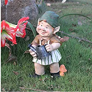 ZAMTAC Fairy Garden Dwarf Gnome Statue Figurines Lawn Yard Art Ornament Home Decor/Crafts/Bonsai/Dollhouse L3313 - (Color: 17X13.5X31 cm)