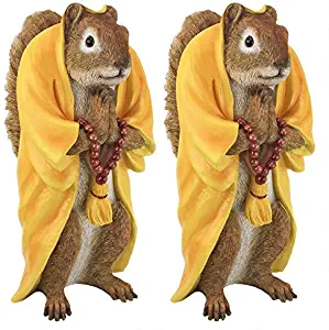 Design Toscano QM917041 Sensei Monk Zen Garden Squirrel Animal Statue: Set of 2, One Size, Full Color