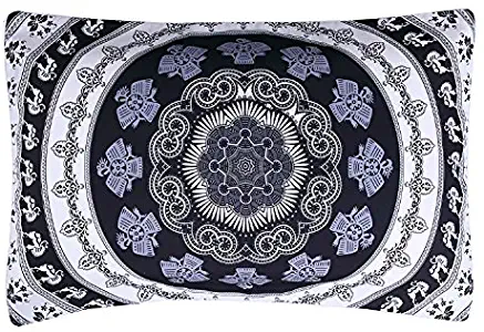 Sleepwish Mandala Pillowcases, Bohemian Flower Boho Geometric Floral Mandala Pattern Pillowcase, Black and White Decorative Pillow Case (20x30 Inches)