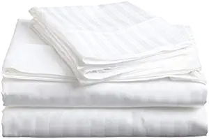 Sheet Set Full xl Size 100 % Cotton Sheets 4 Piece Sheet Set 500 Thread Count Cotton Sheets BedSheet and Pillowcase Long Staple Cotton Sheet Breathable Cotton Sheets White Stripe Sheet Set