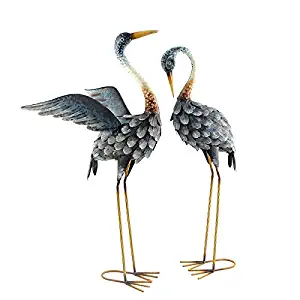 TisYourSeason 30" Blue Crane Iron Lawn Ornaments Garden Decor Set of 2 Yard Art