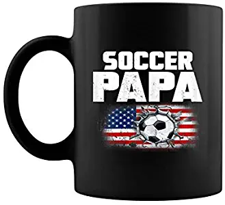 Vintage Usa American Flag Soccer Papa 2019 Gift Coffee Mug 11 Oz