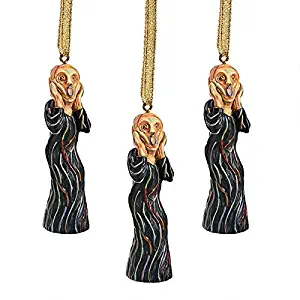 Design Toscano The The Silent Scream Christmas Tree Ornament, 3 Inch, Set of Three