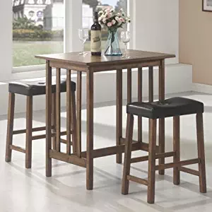 3pc Breakfast Table and Stools Set in Nut Brown