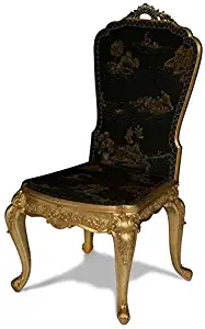 Scarborough House Chinoiserie Side Chair Black Lacquer Gilt Hand Carved