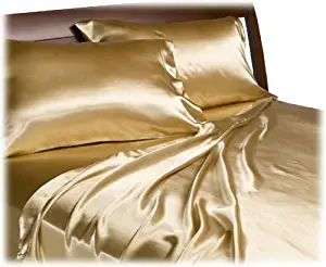 Royal Opulence Divatex Home Fashions Satin King Sheet Set, Gold