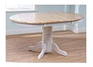 Simple Living Expandable Oak Rubberwood Pedestal Round Farmhouse Dining Table