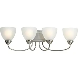 Progress Lighting P2928-09 Transitional Four Light Bath from Heart Collection in Pwt, Nckl, B/S, Slvr. Finish, Brushed Nickel