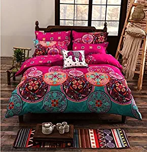 Sandyshow Microfiber Duvet Cover Set, Bohemia Bedding, Reversible Color Design, Twin Size