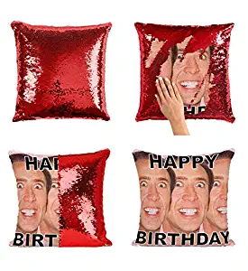Happy Birthday Nicolas Cage Faces Actor P27 Sequin Pillow, Sequin Pillowcase, Two Color Pillow, Gift for her, Gift for him, Magic Pillow, Mermaid Pillow, Scales Pillow Cover