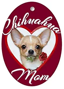 TiuKiu Chihuahua Mom Flat Oval Ornament -Christmas/Holiday/Love/Anniversary/Newlyweds/Keepsake - 3" in Diameter