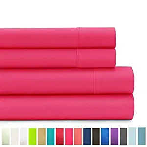 800 Thread Count 100%Cotton 4Pcs Sheet Pink Twin Xl Sheets Set, Long-staple Combed Cotton Soft-Bedding Sheets For Bed, Breathable,Soft & Cozy Sateen Weave Fits Mattress Upto 18'' Deep Pocket