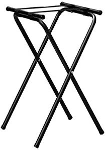 American Metalcraft CTS31 Tall Deluxe Chrome Tray Stand with Nylon Straps, 31-Inch, Black