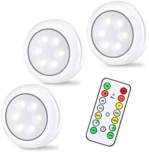 Litake Wireless Puck Lights,Display Under Cabinet Lighting with Timer,Stick On Anywhere Remote Battery LED Puck Lights for Closet Wardrobe Shelf Kitchen Cabinets, 3 Packs