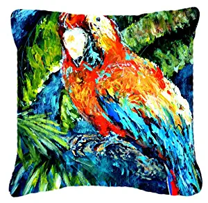 Caroline's Treasures MW1204PW1818 Yo Mama Parrot Canvas Fabric Decorative Pillow, 18" x 18", Multicolor