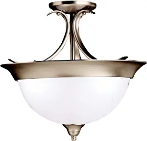 Kichler 3623NI Dover Round Glass Semi Flush Ceiling Lighting, 3, Brushed Nickel