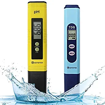 KETOTEK Water Quality Test Meter, PH Meter TDS Meter 2 in 1 Kit with 0-16.00PH and 0-9990 ppm Measure Range for Hydroponics, Aquariums, Drinking Water