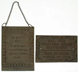 Wall Decor Plaques Rustic Positive Thoughts Home Garden Area Hanging Ornament Metal Family Quotes Art Living Room Dining Décor (Set of 2)