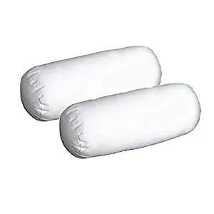 IZO Home Goods Premium Outdoor Anti-Mold Water Resistant Neckroll Pillow Insert Sham Round Bolster Pillow Form Polyester, 16" L X 6" W (2 Pack), Standard/White