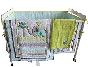 New Baby Safari Elephant 8pcs Crib Bedding Set with Bumper