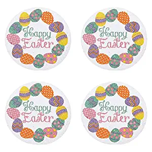 Northeast Home Goods Happy Easter Colorful Eggs Round Cotton Placemats, Set of 4