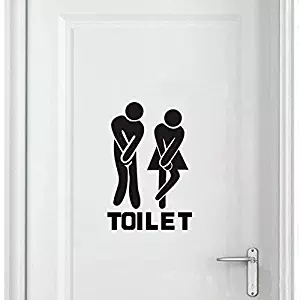 OYEFLY DIY Removable Man Woman Washroom Toilet Bathroom WC Sign, Door Accessories Wall Sticker Home Decor for Kids Living Room Home Decoration (Black)