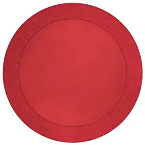 8-Count Round Paper Placemats with 2" Glitter Border, Glitz Red