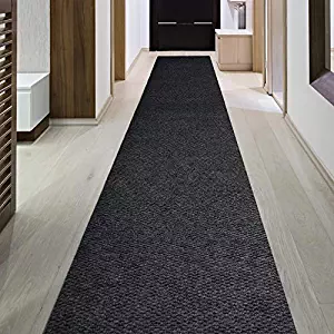 iCustomRug Indoor/Outdoor Utility Berber Loop Carpet Runner and Area Rugs in Dark Charcoal, Many
