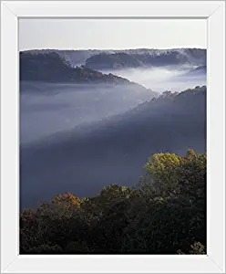 CANVAS ON DEMAND Tennessee. Great Smokey Mountains NP, Foggy ridges White Framed Art Print, 19"x23"x1"