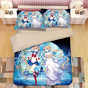 Mxdfafa Anime Sailor Moon Duvet Cover Set Bedding Sets Comforter Cover with Soft Lightweight Microfiber 1 Duvet Cover and 2 Pillow Cover ({Type=String, Value=Queen},{Type=String, Value=Cotton})