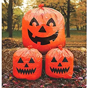 Amscan Pumpkin Lawn Bags, Halloween Decoration 30" x 24", Orange