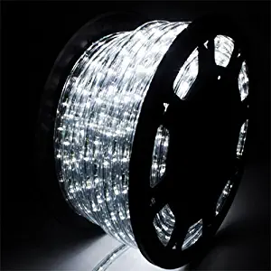 GDY 150FT Led Rope Light Kit,110 V 2-Wire Waterproof String for Strip Lighting for Indoor and Outdoor Background,Yard,Garden,Bridges Decoration(Cold White) …