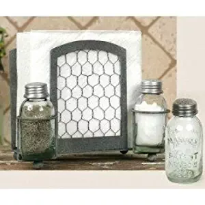 Chicken Wire Salt Pepper and Napkin Caddy