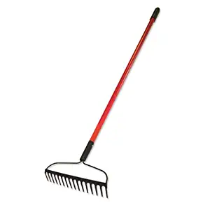 Bully Tools 92309 12-Gauge 16-Inch Bow Rake with Fiberglass Handle and 16 Steel Tines, 58-Inch