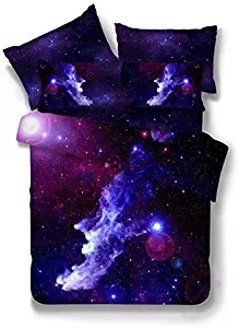 Cliab Galaxy Bedding Sets Queen Blue for Kids Boys Girls Duvet Cover Set 7 Pieces(Fitted Sheet Included)