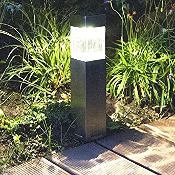 Solar Lights Outdoor Pathway Decorative Light Bollard Garden Stakes Decorations Waterproof Yard Decor Bright 10 Lumens LED Driveway Markers Stainless Steel Landscape Lighting for Walkway Path 2Pack