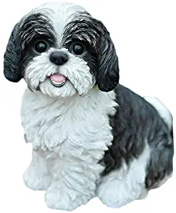 Hi-Line Gift Ltd Sitting Dog - Shih Tzu black and White