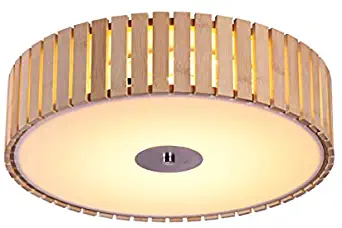 CraftThink LED Ceiling Light Modern Round Flush Mount Ceiling Light Wood and Acrylic Modern Beige Flush Hanging Light for Dining Living Room Study Room Restaurant bar -Φ15"