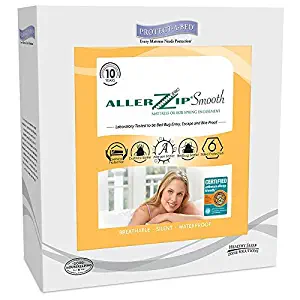 AllerZip Smooth Waterproof Bed Bug Proof Zippered Bedding Encasement, Twin XL, (Fits 8 - 13 in. H)