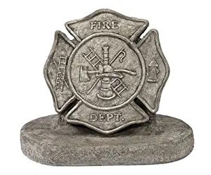 Solid Rock Stoneworks Firemans Maltese Cross Stone Plaque 14in Tall Pre Aged Color