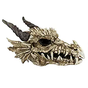 Design Toscano Stoker's Moors Dragon Skull Gothic Garden Statue, Large, 26 Inch, Polyresin, Full Color