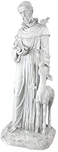 Design Toscano KY1336 Francis of Assisi, Patron Saint of Animals Religious Garden Decor Statue, 37 Inch, Antique Stone (Renewed)