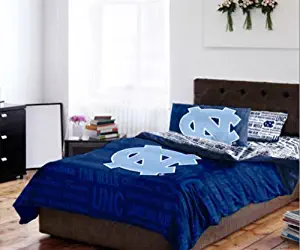 UNC North Carolina Tar Heels Twin Comforter & Sheet Set (4 Piece NCAA Bedding)